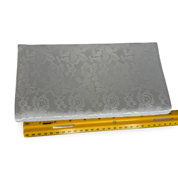 Vintage Facile White Lace Satin Evening Clutch – 1950s–60s Made in USA - Picture 8 of 16